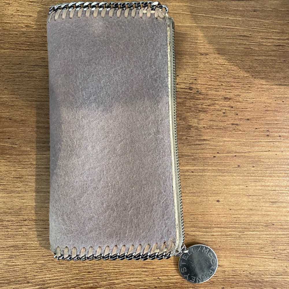 Stella McCartney Falabella grey vegan fur wallet